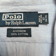 Chemise Polo Ralph Lauren Andrew XL Bleu Clair Poche Sans Logo manches longues