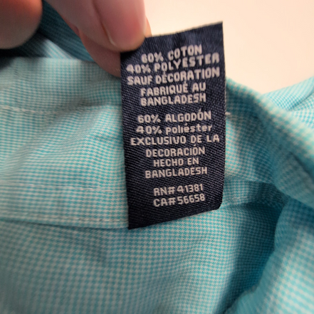 Chemise CHAPS bleu turquoise uni manches courtes taille L homme logo brodé