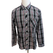 Chemise Volcom S carreaux bleu rouge poche logo manches longues coton