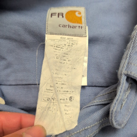 Chemise Carhartt FR 2XL 3XL HRC 2 Bleu Ciel Workwear Coupe-Feu manches longues