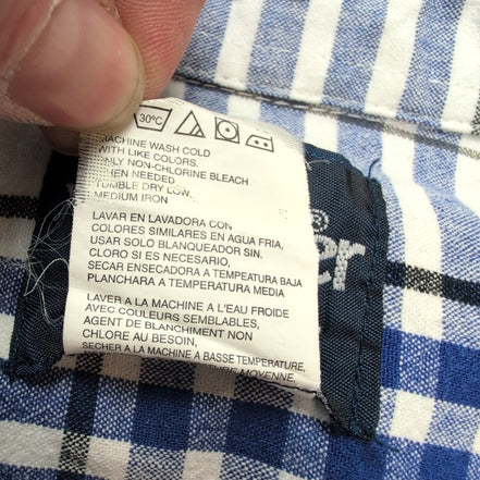 Chemise Wrangler bleu blanc carreaux tartan 2 poches rabat L