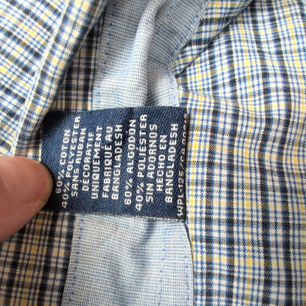 Chemise CHAPS noire et jaune à carreaux manches courtes taille XL #15e