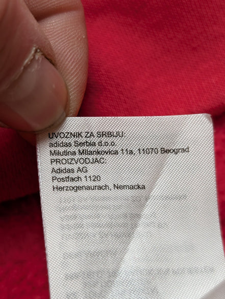➜ Sweat à Capuche Adidas Rouge Logo Blanc - Taille L (Ajusté)