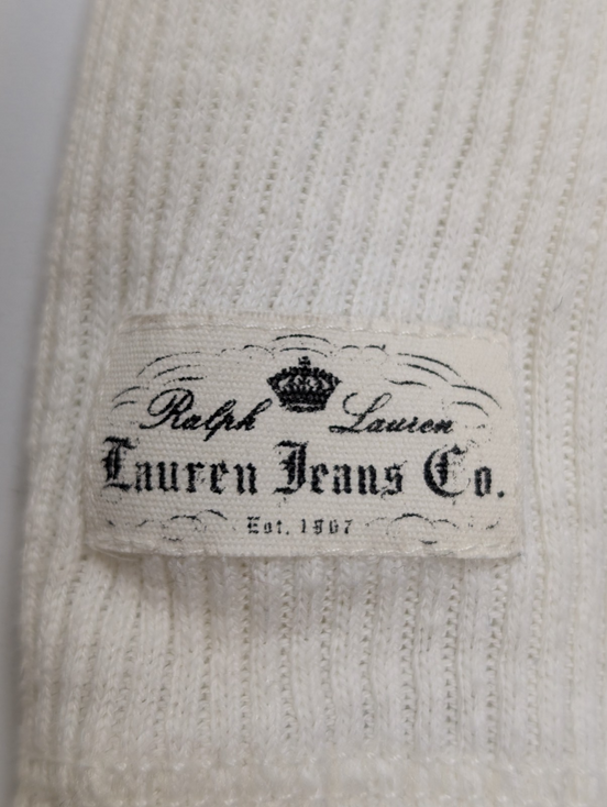Pull Lauren Ralph Lauren Femme Blanc Côtelé Coton Taille L Excellent État