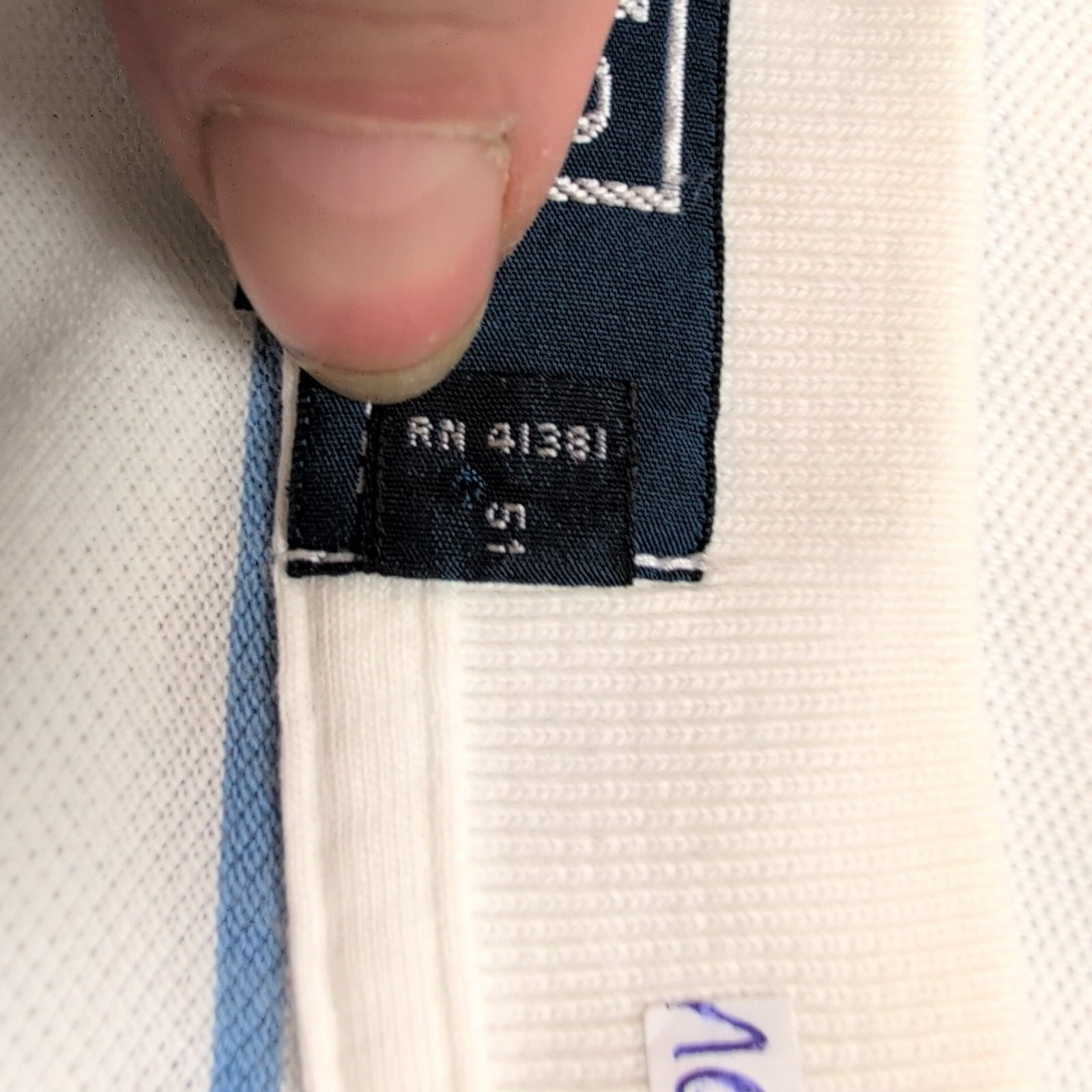 Polo Ralph Lauren Homme XL Blanc Rayures Bleues Logo Noir Polo Manches Courtes