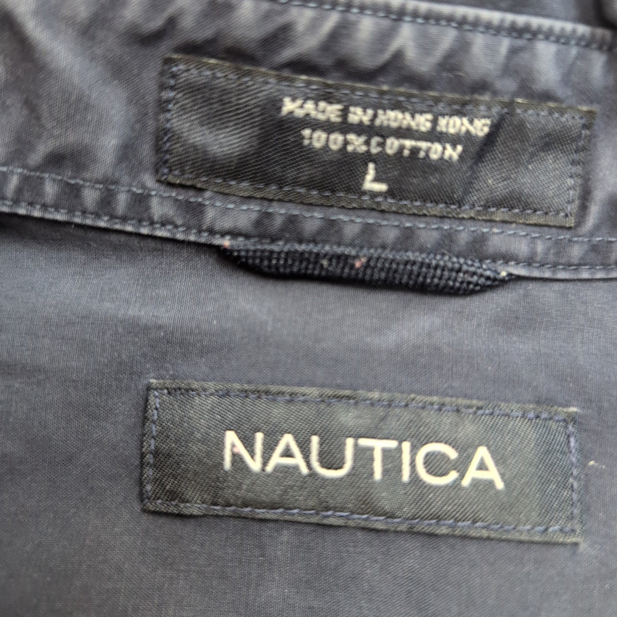 Chemise Nautica L Made in Hong Kong Bleu Rouge Manches courte Logo 83 100% Coton