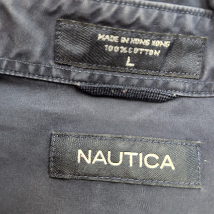 Chemise Nautica L Made in Hong Kong Bleu Rouge Manches courte Logo 83 100% Coton