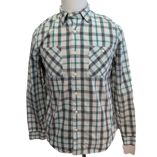 Chemise Levi's Vintage Carreaux Gris / Blanc / Vert Taille S manches longues