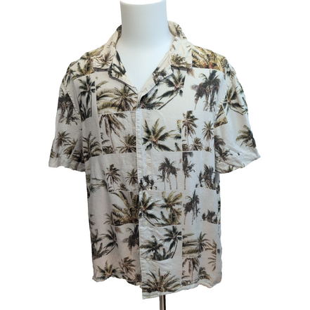 Chemise Hawaïenne Manches Courtes Banana Republic Lin Palmier XL