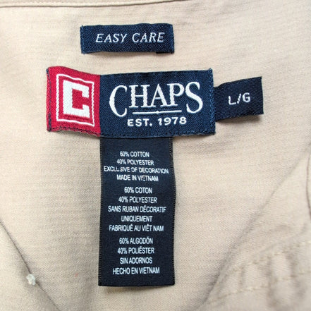 Chemise Chaps Easy Care Beige Crème à Rayures 1 Poche - Taille XL