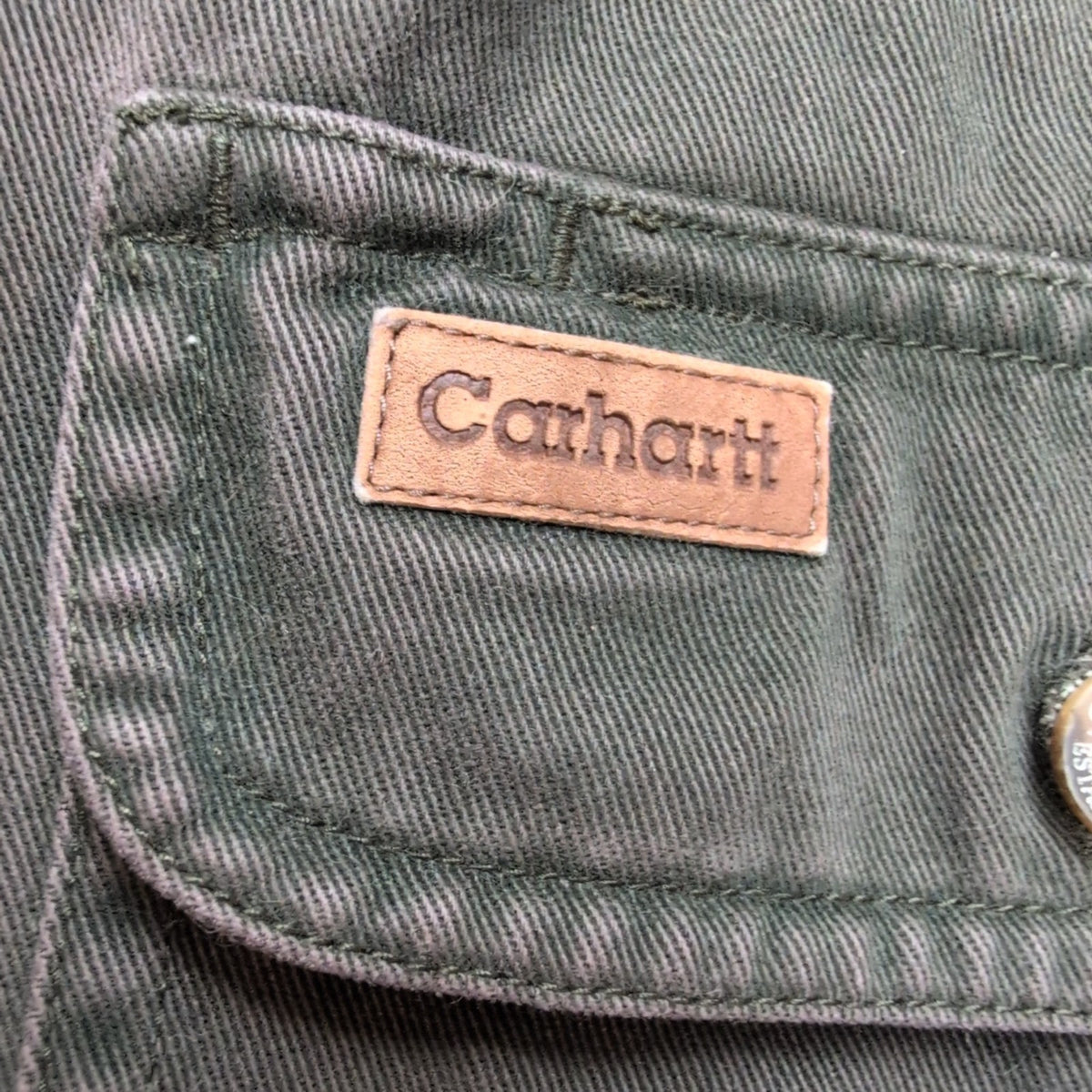 Chemise Carhartt XL Vert Foncé 100% Coton 2 Poches Workwear Vintage