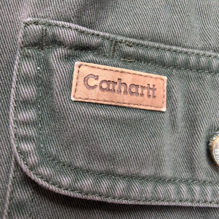 Chemise Carhartt XL Vert Foncé 100% Coton 2 Poches Workwear Vintage