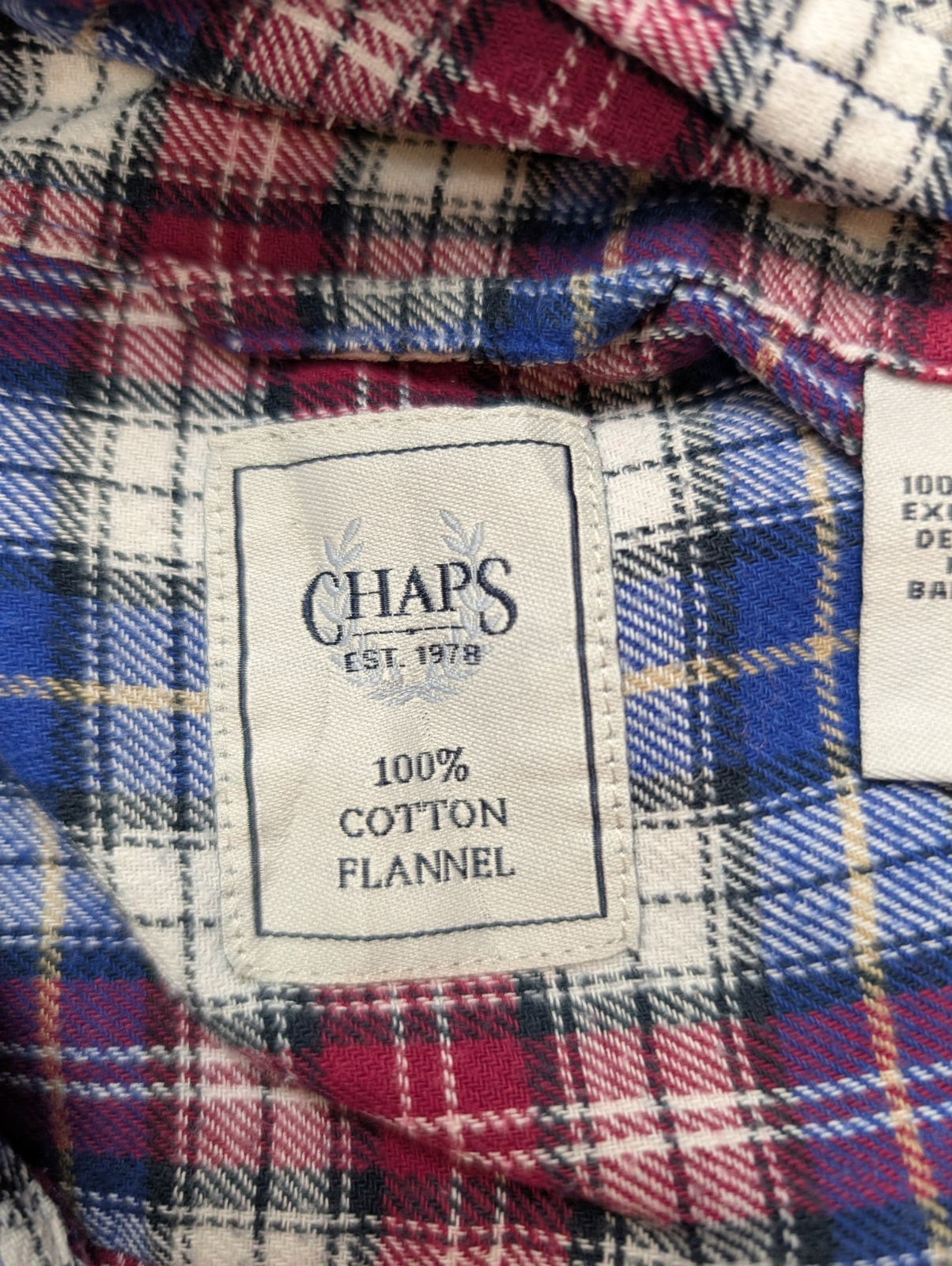 🐻 CHEMISE FLANELLE CHAPS M (M) CARREAUX FUCHSIA BLEU MARINE LOGO BRODÉ