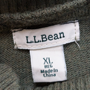 Pull L.L. Bean vintage col roulé coton et cachemire vert foncé homme taille XL