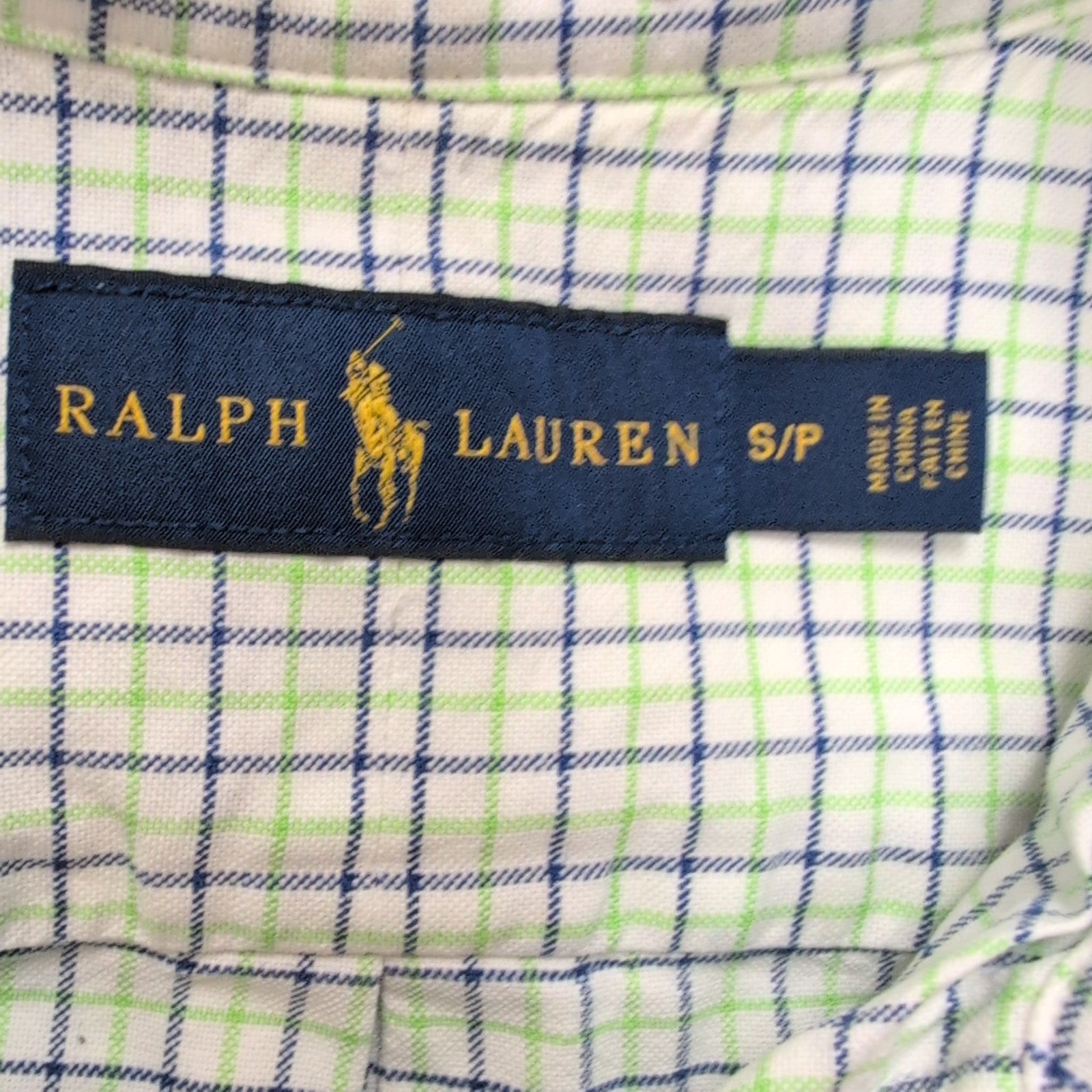 Chemise Ralph Lauren S Vert Bleu Blanc Carreaux Shirt Button Down Logo Marron