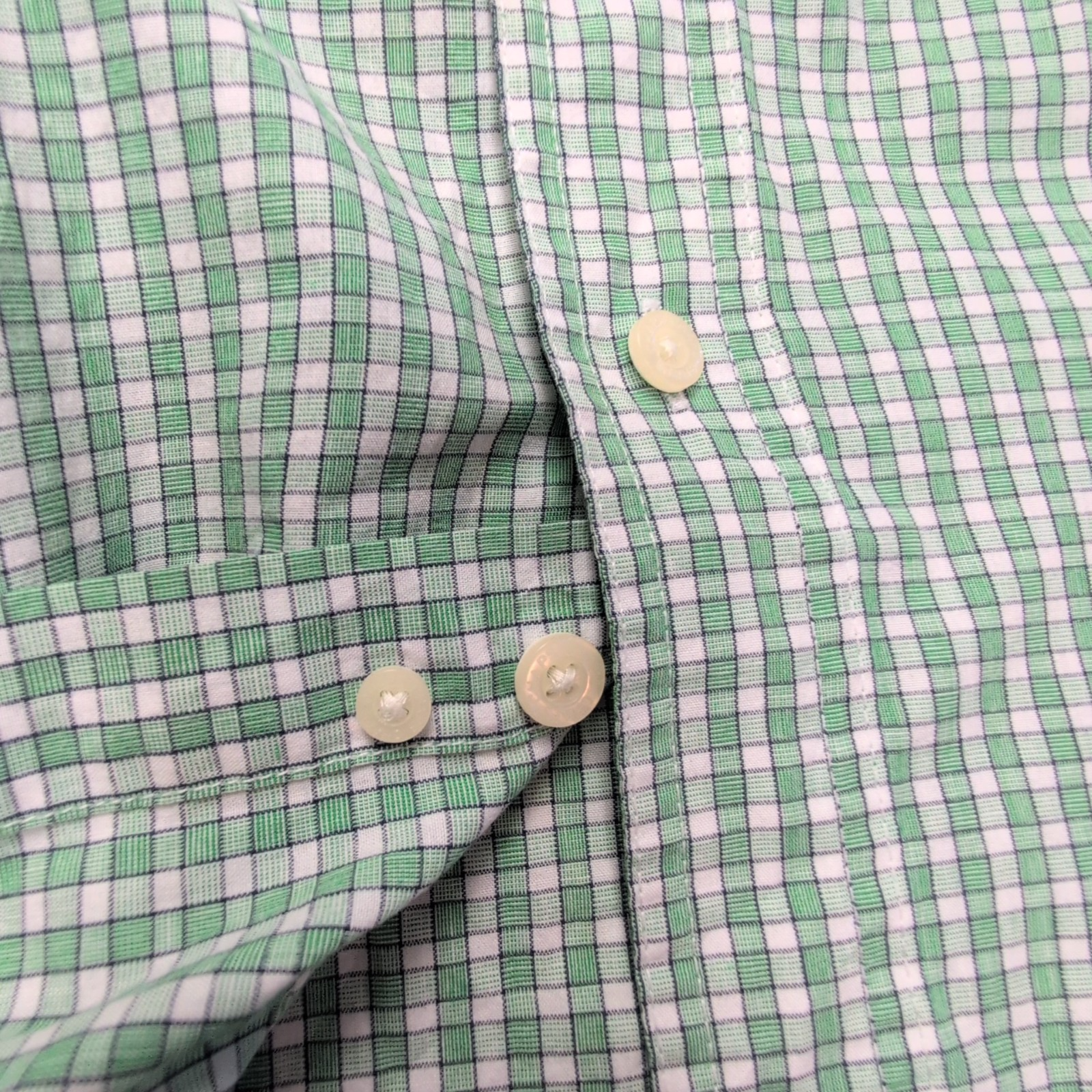 Chemise CHAPS verte à carreaux manches courtes taille L #143e
