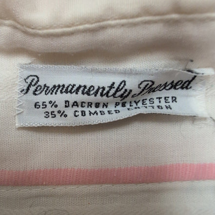 Chemise Prince Bellini Vintage XL Blanc Rayures Roses Col Pointu USA