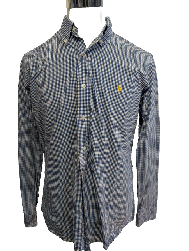 Chemise Polo Ralph Lauren Shirt Blake XL Vichy Bleu Logo Marine Button Down
