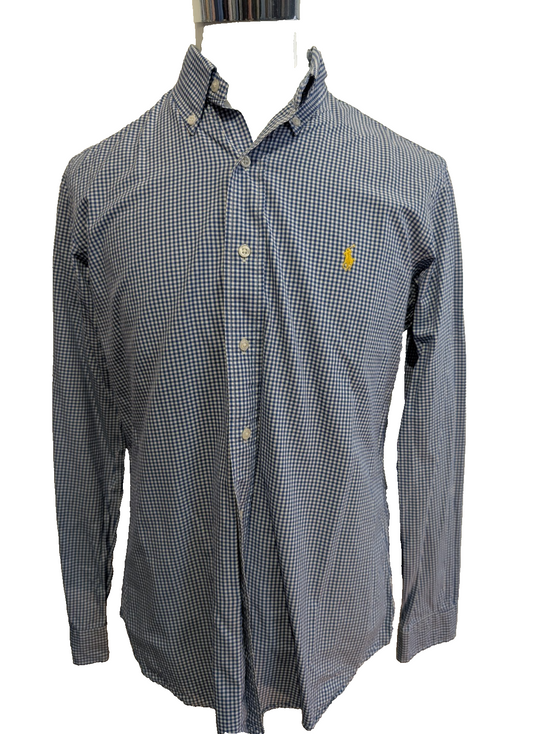 Chemise Polo Ralph Lauren Shirt Blake XL Vichy Bleu Logo Marine Button Down