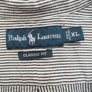 Chemise Ralph Lauren XL Noire Rayures Gaufrées Manches Courtes Button Down Shirt