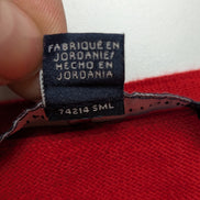 Pull Tommy Hilfiger Femme Col V Rouge & Blanc Losanges Filet d'Or - Taille 2XL