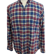 🐻 CHEMISE FLANELLE CHAPS M (M) CARREAUX FUCHSIA BLEU MARINE LOGO BRODÉ