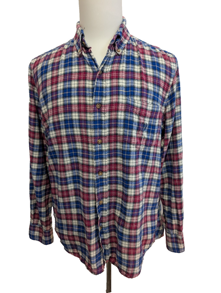 🐻 CHEMISE FLANELLE CHAPS M (M) CARREAUX FUCHSIA BLEU MARINE LOGO BRODÉ