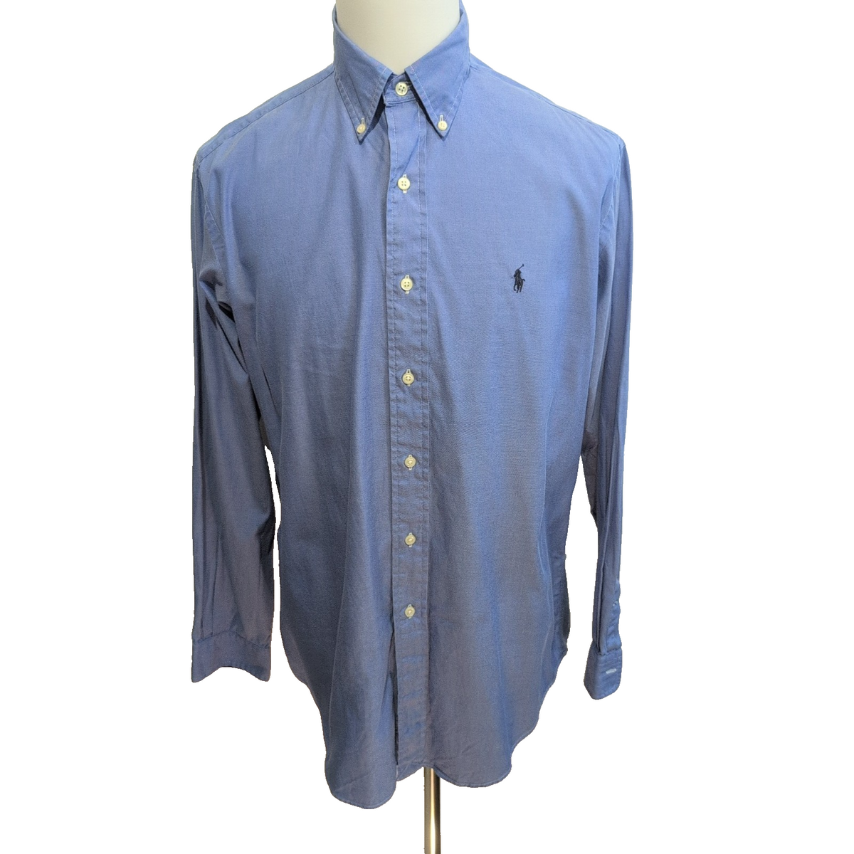 Chemise Ralph Lauren Yarmouth Oxford ML Bleu Uni Logo Bleu Marine Coton
