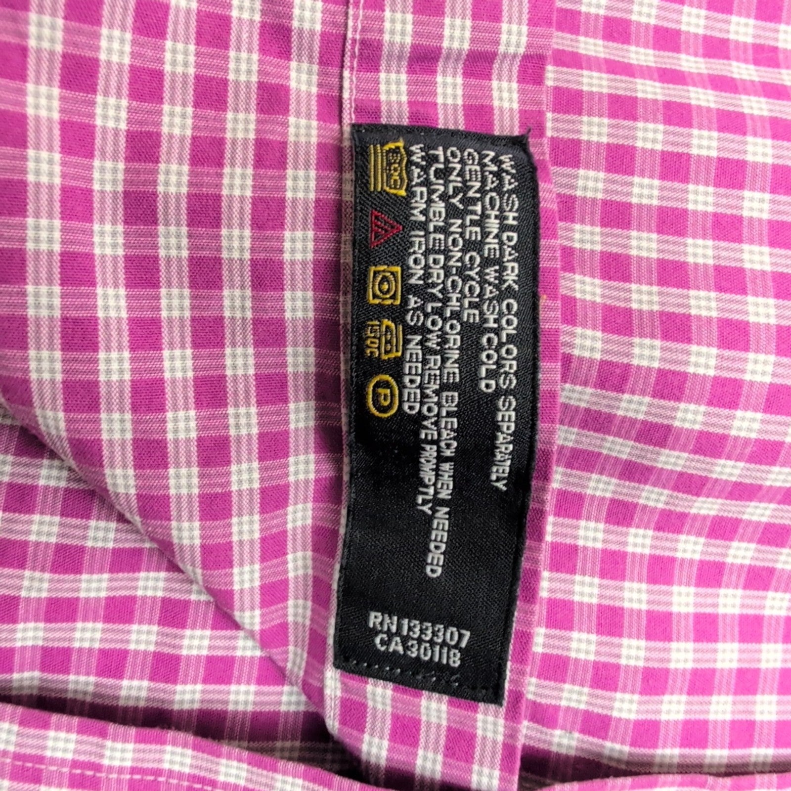 Chemise Nautica XL Rose Fuchsia Carreaux Classic Fit 100% Coton Logo Brodé
