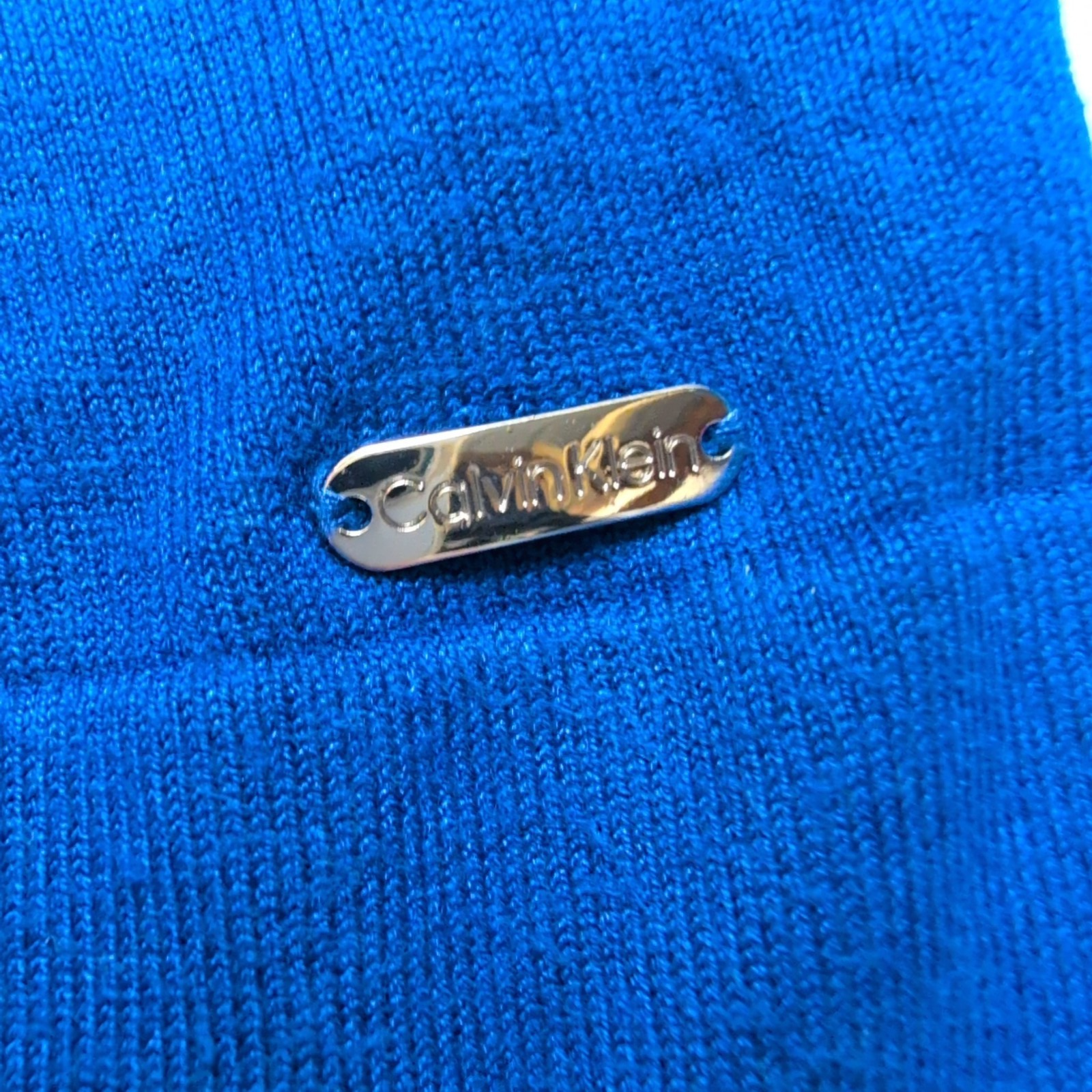 Pull fin col roulé Calvin Klein bleu et noir Femme Taille L