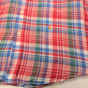 Chemise Chaps rouge à carreaux lin et coton workwear manches courtes à poche XL