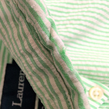 Chemise Ralph Lauren XL Verte Rayures Manches Courtes Classic Fit BD Shirt