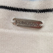 Calvin Klein Pull Femme M Coton Rayures Bleu Marine Blanc Manches 3/4 