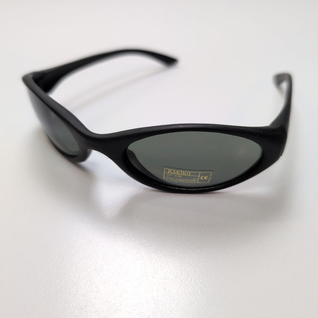 Lunettes de soleil Kakiko Y2K Ovales Branches Semi-Larges Noir Mat