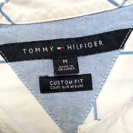 Chemise Tommy Hilfiger blanche à grands carreaux bleus Custom Fit M