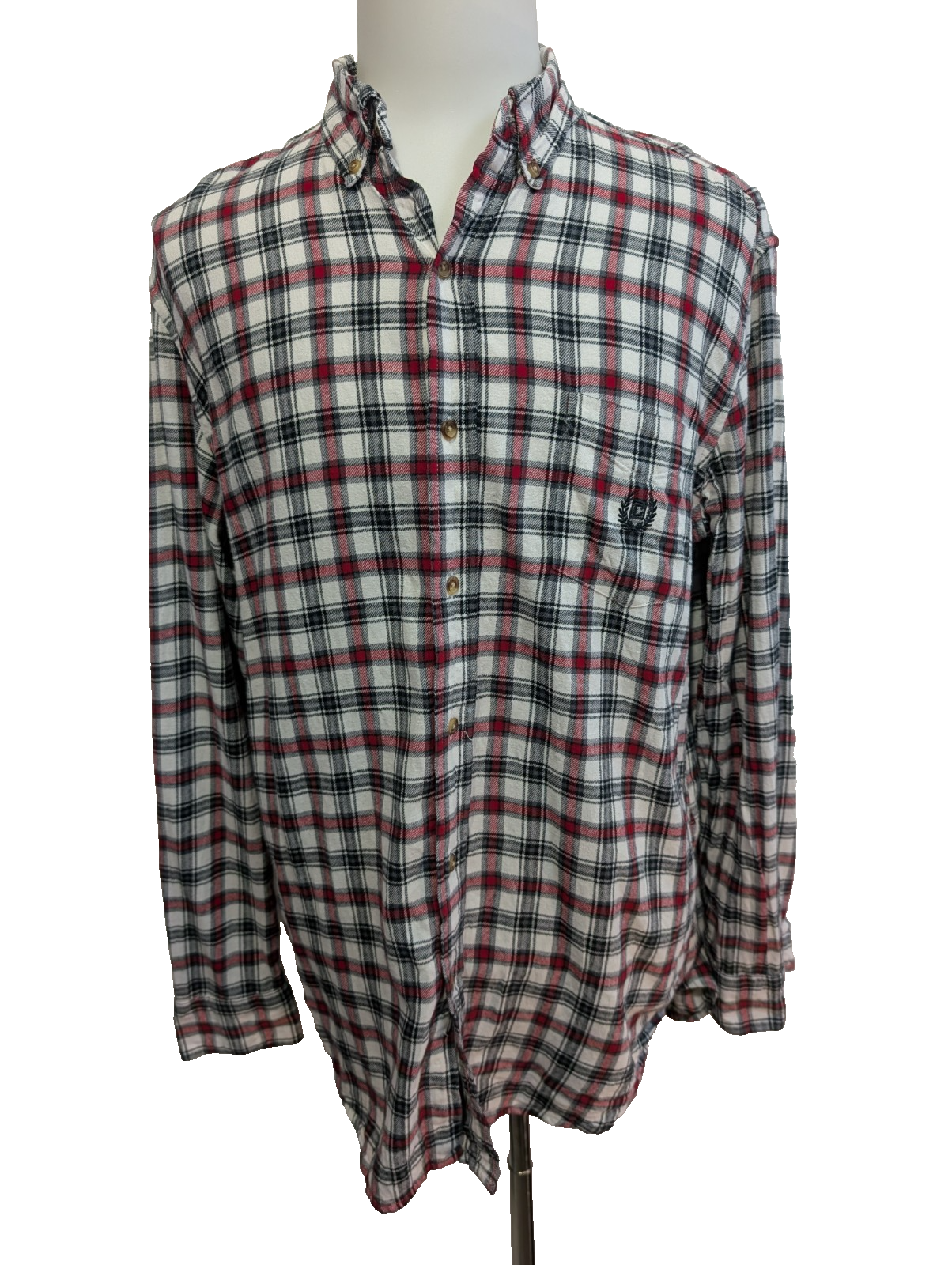 🔥 CHEMISE FLANELLE CHAPS L (G) CARREAUX ROUGE NOIR BÛCHERON LOGO BRODÉ