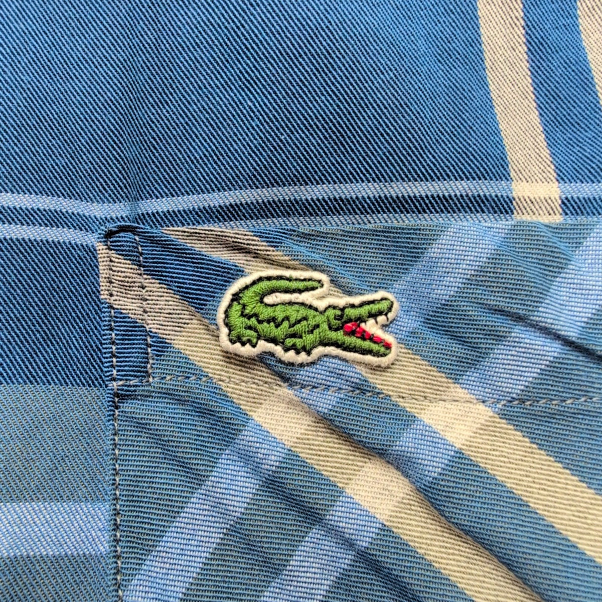 Chemise Lacoste Live L 43 Bleu Noir Blanc Carreaux Logo Poche manches longues