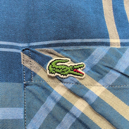 Chemise Lacoste Live L 43 Bleu Noir Blanc Carreaux Logo Poche manches longues