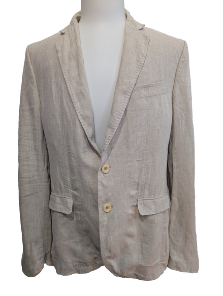 Veste Blazer homme Zara Man Crème 100% Lin Rayures Taille S/M