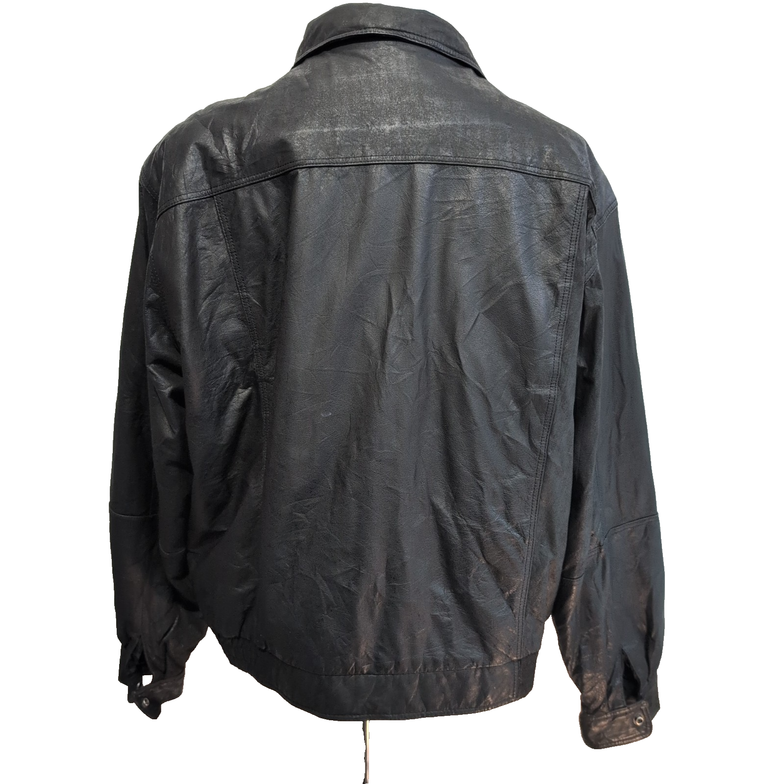 Blouson Cuir XL Bomber Aviateur Pure Stuff Noir Vintage 90s Veste Oversize |53c