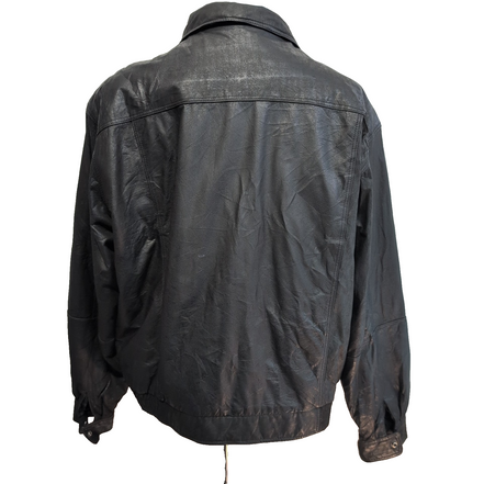 Blouson Cuir XL Bomber Aviateur Pure Stuff Noir Vintage 90s Veste Oversize |53c