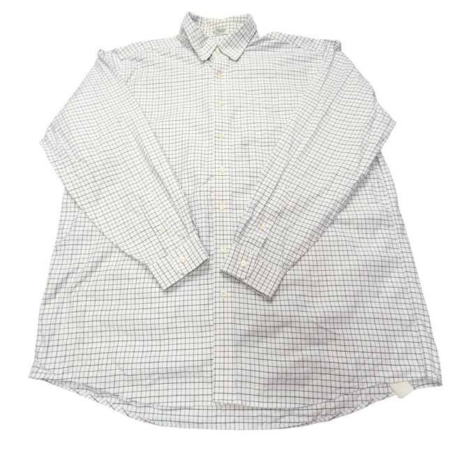 Chemise L.L. Bean blanche à carreaux bleus et noir taille XXL #121e