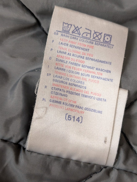 REEBOK Manteau Blouson Vintage Matelassé Noir Gris Capuche Col Taille L | 310BSR