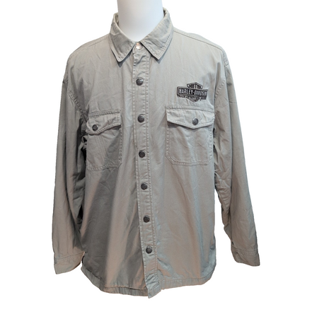 Surchemise Harley-Davidson XL Gris Doublée Coton Brodée Boutons Pression