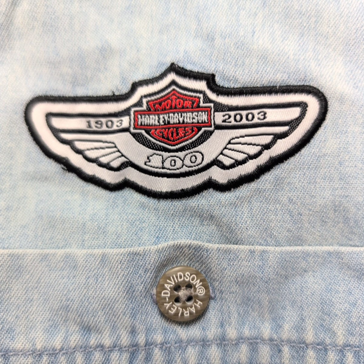 Chemise Harley Davidson L Jean 100th Anniversary 1903-2003 Brodée Manches courte