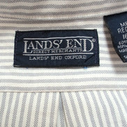 Chemise Lands' End L Rayures Gris Oxford USA Poche Manches Longues