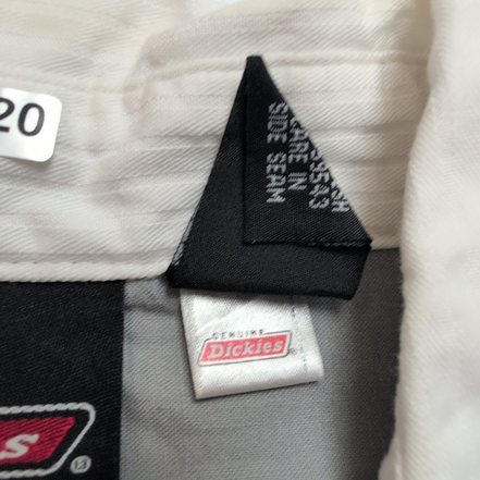 Chemise Dickies 3XL Blanche Rayures Gaufrées 100% Coton Manches Courtes