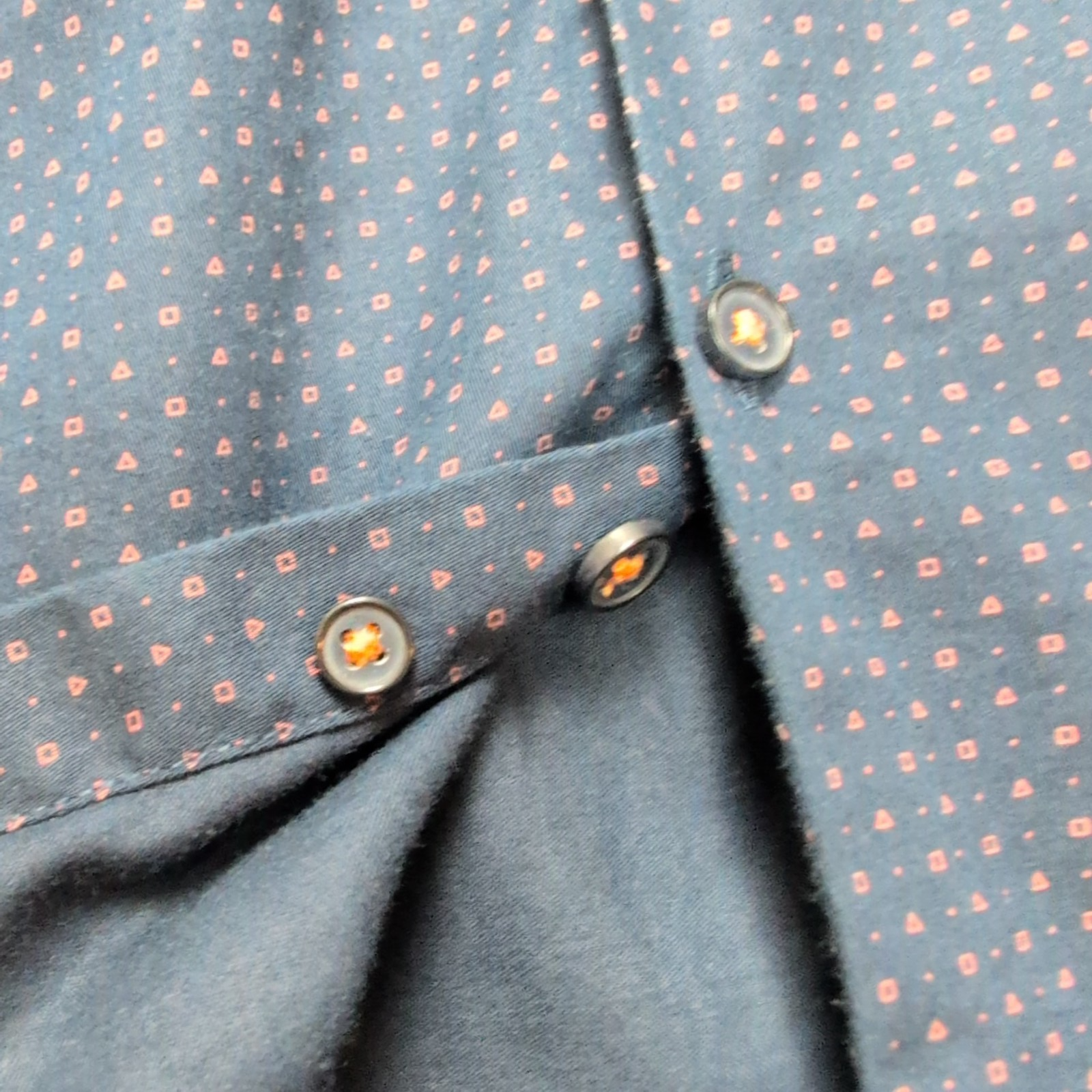 Chemise Denim & Flower Manches Longues Bleu Marine Motifs Coupe Cintrée T. XL