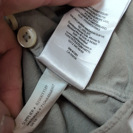 Chemise Ralph Lauren S Gris Taupe Uni Logo Noir Philippines manches longues
