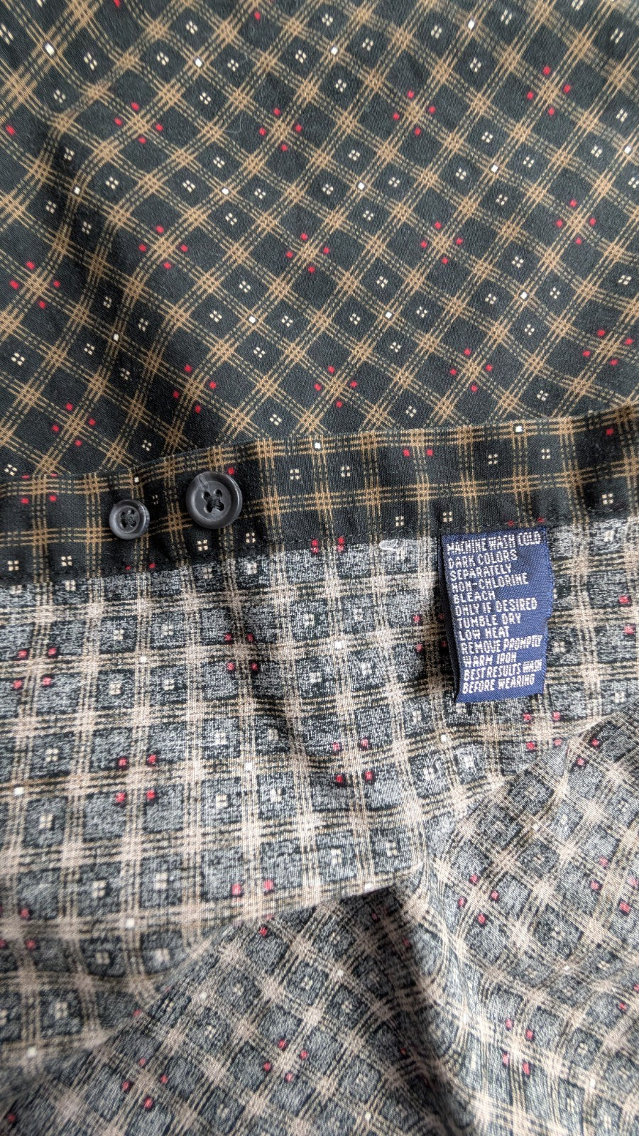 Chemise manches courtes Chaps Ralph Lauren L carreaux noir beige shirt